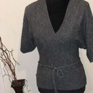 Decree tie sweater, v-neck, medium, gray